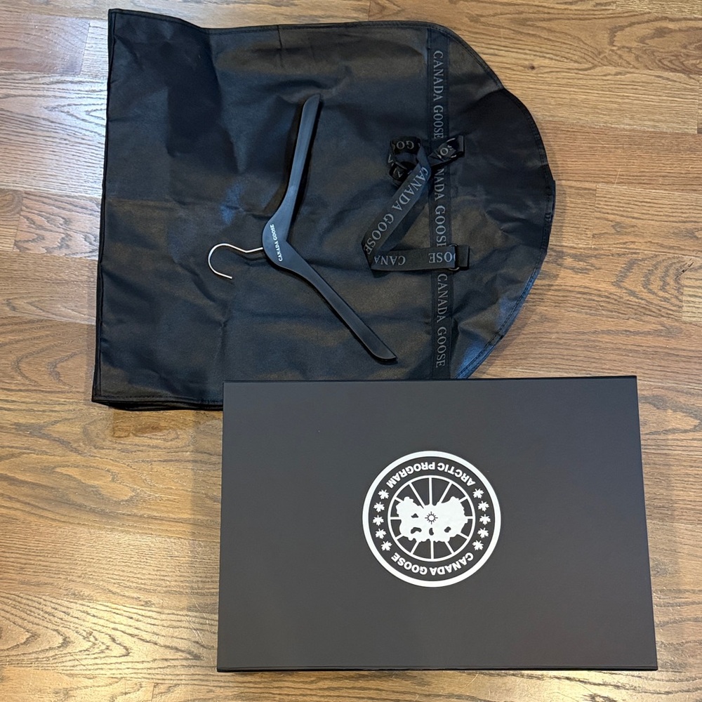 Canada Goose Women's Black Garment Bag, hanger and box with Logo